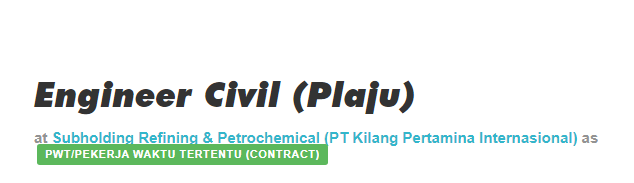 recruitment.pertamina.com Posisi Engineer Civil Plaju