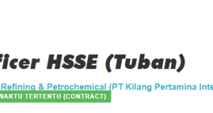 recruitment.pertamina.com Sr Officer HSSE (Tuban)